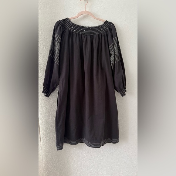 Velvet By Graham & Spencer Boho Peasant Cotton Beaded Smock Tunic Dress Size S - Picture 4 of 13